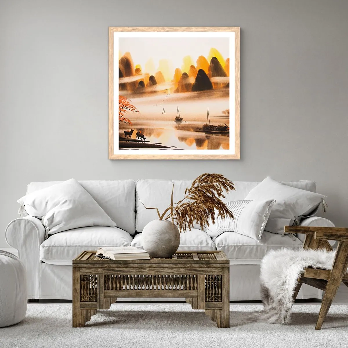 Póster en marco roble claro - Más allá del Lejano Oriente - 60x60 cm