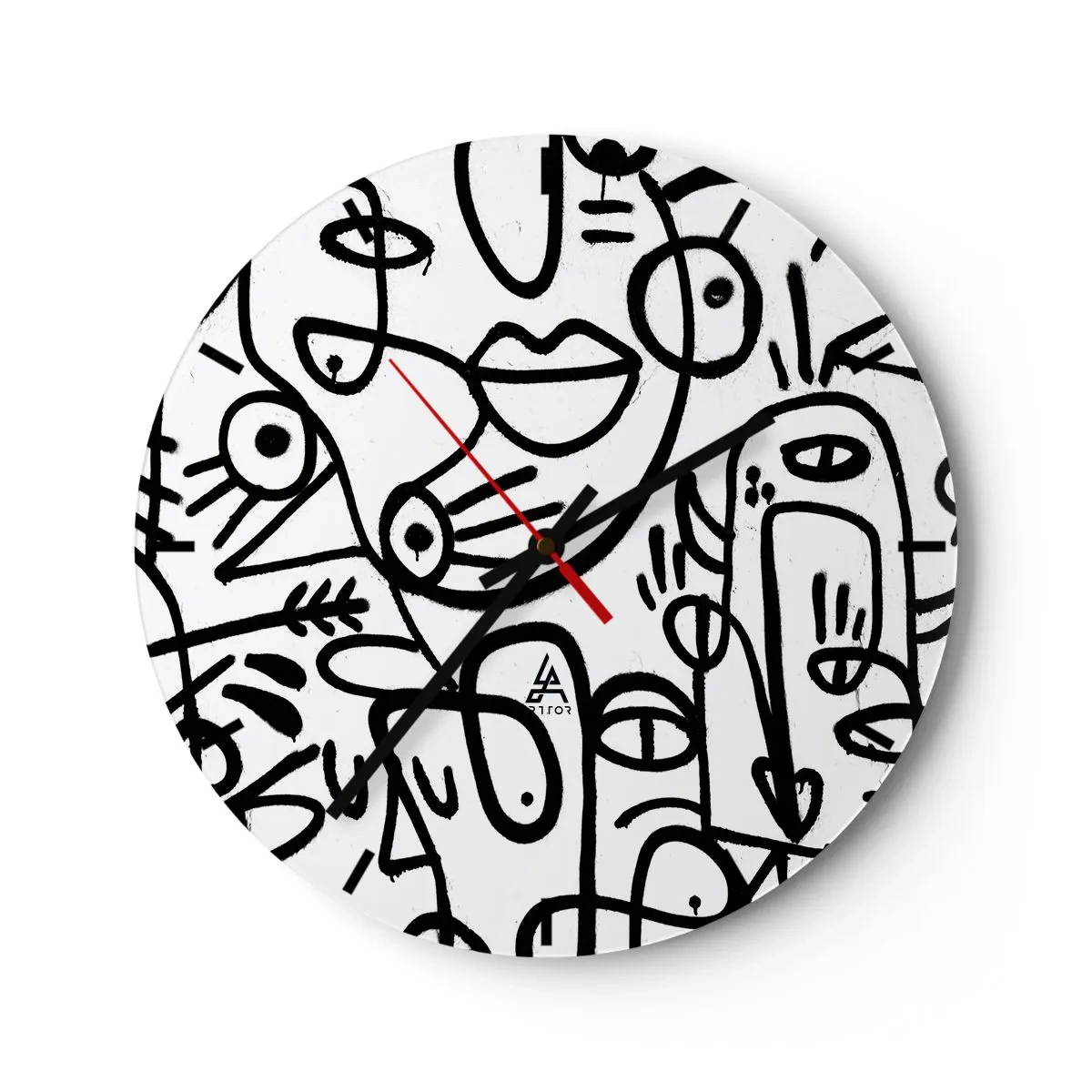 Reloj de pared - Reloj de vidrio - Rostros y espejismos - 40x40 cm