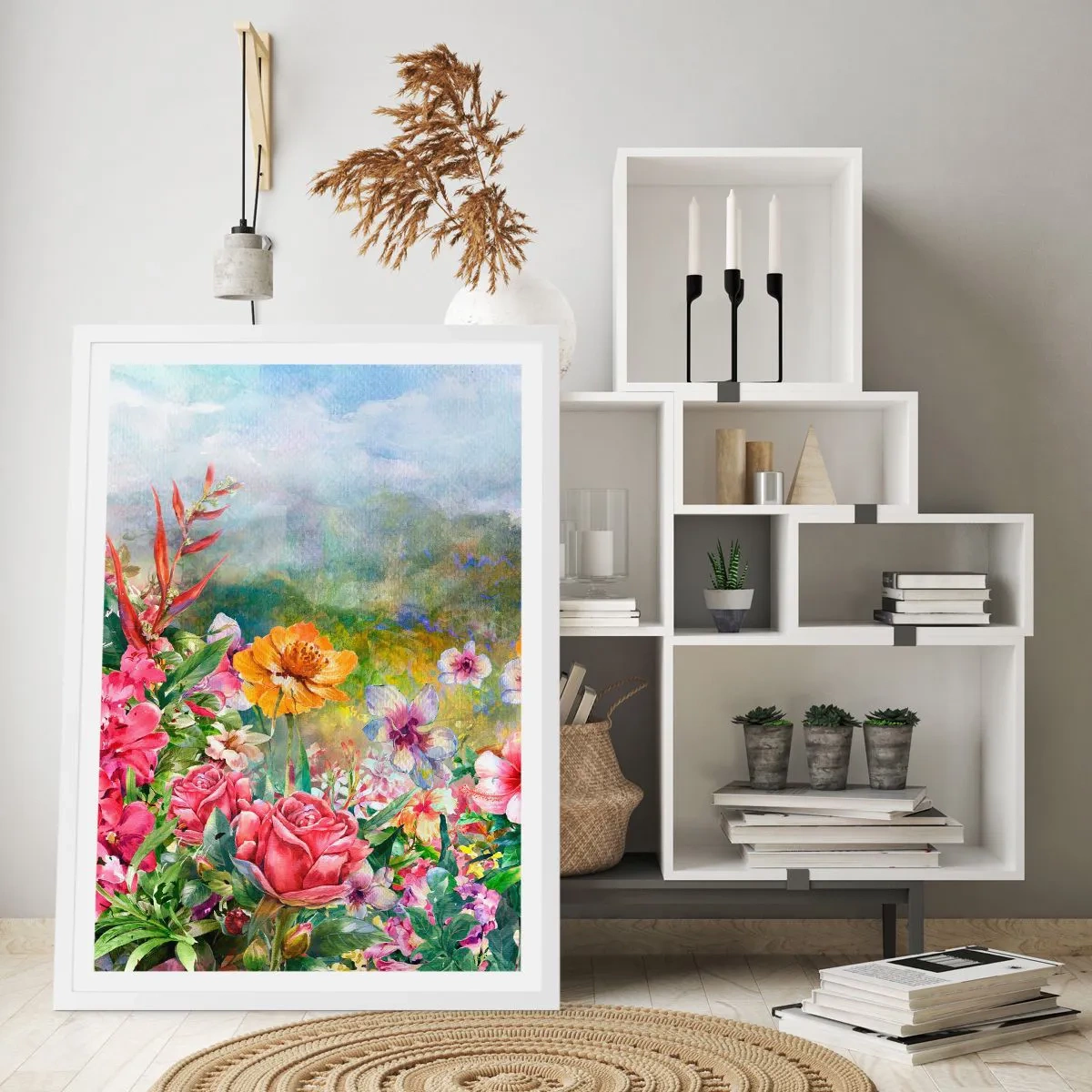Póster en marco blanco - Un jardín enloquecido - 61x91 cm