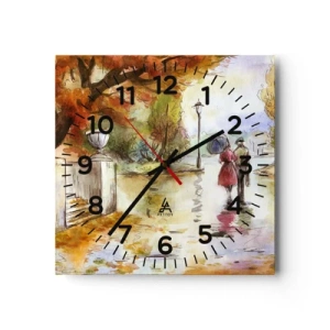 Reloj de pared - Reloj de vidrio - Un otoño romántico en el parque - 40x40 cm