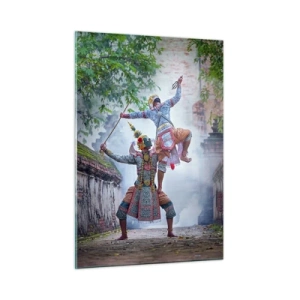 Cuadro sobre vidrio - Impresiones sobre Vidrio - Danza tradicional en un entorno histórico con colores vibrantes. - 50x70cm - Una danza de belleza mortal - Decoración de pared moderna para salón y dormitorio ARTTOR