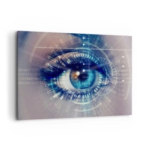 Cuadro sobre lienzo - Impresión de Imagen - Un ojo tecnológico con una interfaz futurista - 120x80cm - Crees que me conoces - Decoración de pared moderna para salón y dormitorio ARTTOR