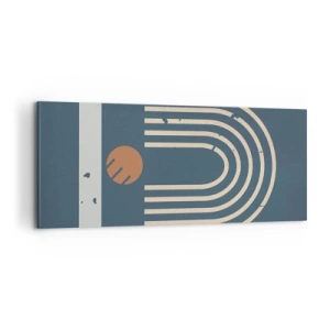 Cuadro sobre lienzo - Impresión de Imagen - Geometría sobre azul marino - 100x40 cm