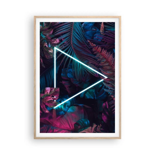 Póster en marco roble claro - Jardín fluorescente - 70x100 cm