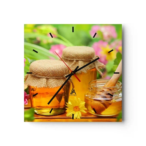 Reloj de pared - Reloj de vidrio - Dulce y floral - 40x40 cm