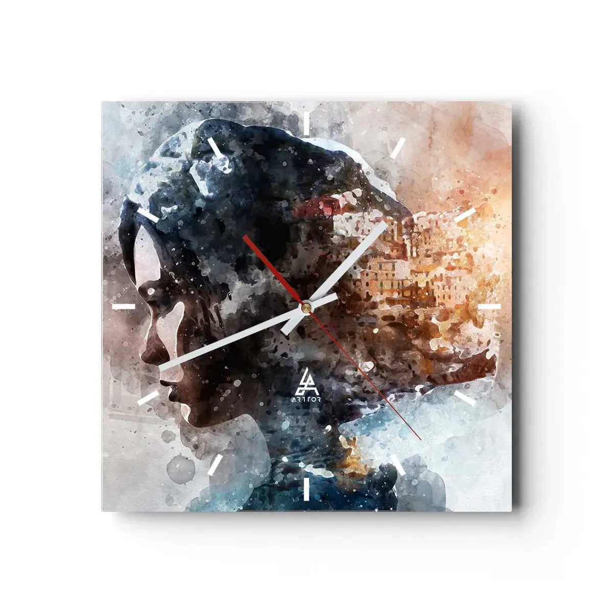 Reloj de pared - Reloj de vidrio - Una historia sobre una niña con una ciudad de fondo - 40x40 cm