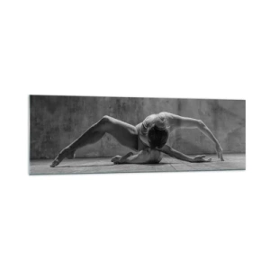 Cuadro sobre vidrio - Impresiones sobre Vidrio - Una bailarina en pose artística. - 160x50cm - Simetría encontrada - Decoración de pared moderna para salón y dormitorio ARTTOR