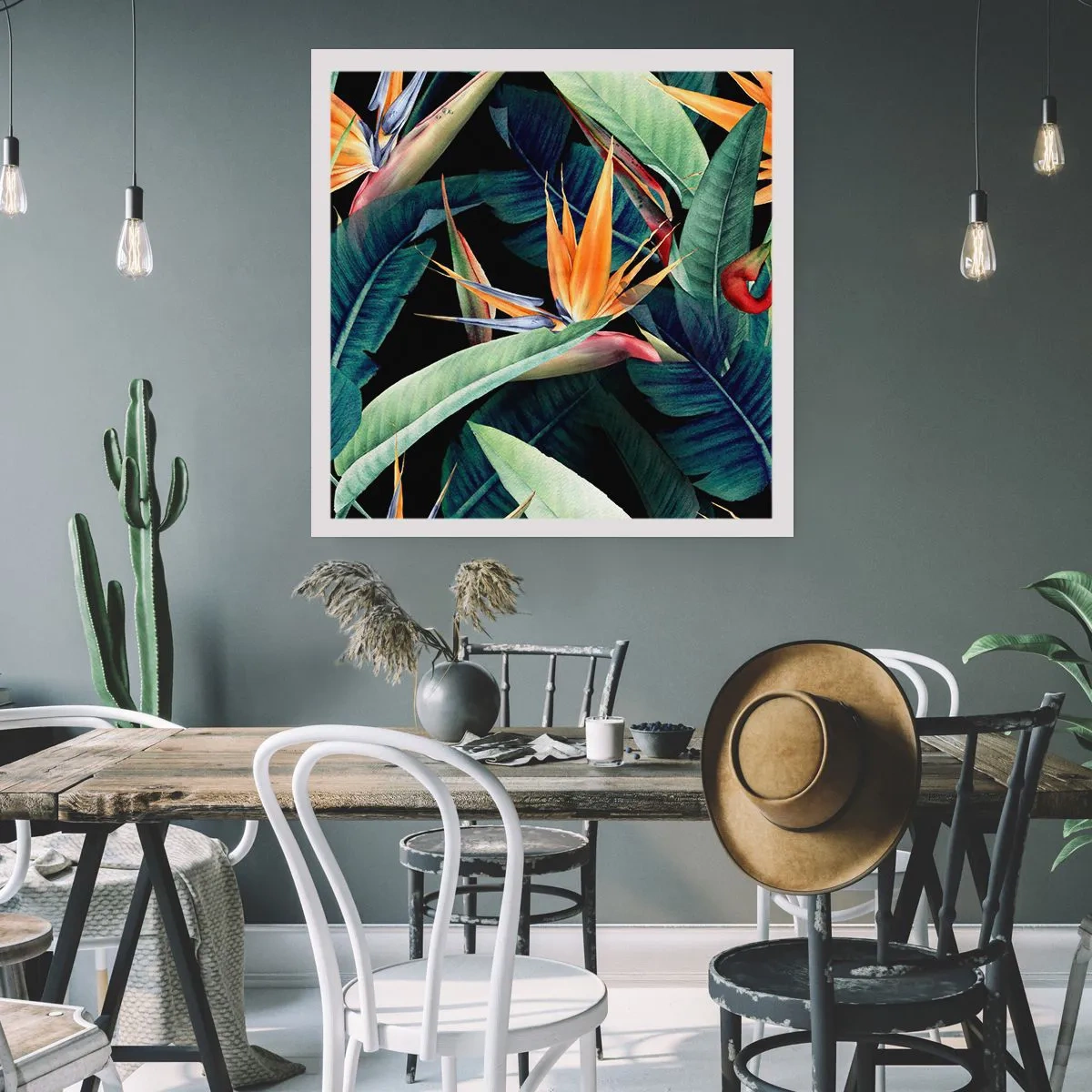 Póster - Flores de llamas de los trópicos - 60x60 cm