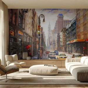 Fotomural Autadhesivo Deluxe Sticker - Nueva York - también colorida bajo la lluvia - Nueva York, Ciudad, manhattan - 100x70 cm