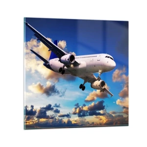 Cuadro sobre vidrio - Impresiones sobre Vidrio - Un viaje en blanco y azul - 70x70 cm