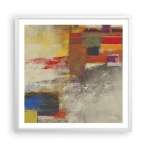 Póster en marco blanco - Geometría de color - 60x60 cm