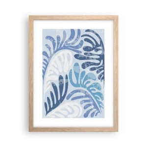 Póster en marco roble claro - Helechos azules - 30x40 cm