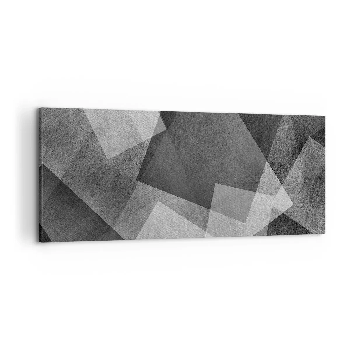 Cuadro sobre lienzo - Impresión de Imagen - Abstracción en blanco y negro con formas geométricas. - 120x50cm - Un símbolo eterno de permanencia y orden - Decoración de pared moderna para salón y dormitorio ARTTOR
