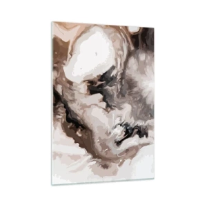 Cuadro sobre vidrio - Impresiones sobre Vidrio - Patrón abstracto en tonos marrón, beige y blanco. - 50x70cm - El nacimiento de una galaxia - Decoración de pared moderna para salón y dormitorio ARTTOR
