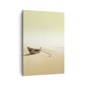 Cuadro sobre lienzo - Impresión de Imagen - Viejo barco pesquero en una playa de arena - 50x70cm - Un recuerdo de los mares del sur - Decoración de pared moderna para salón y dormitorio ARTTOR