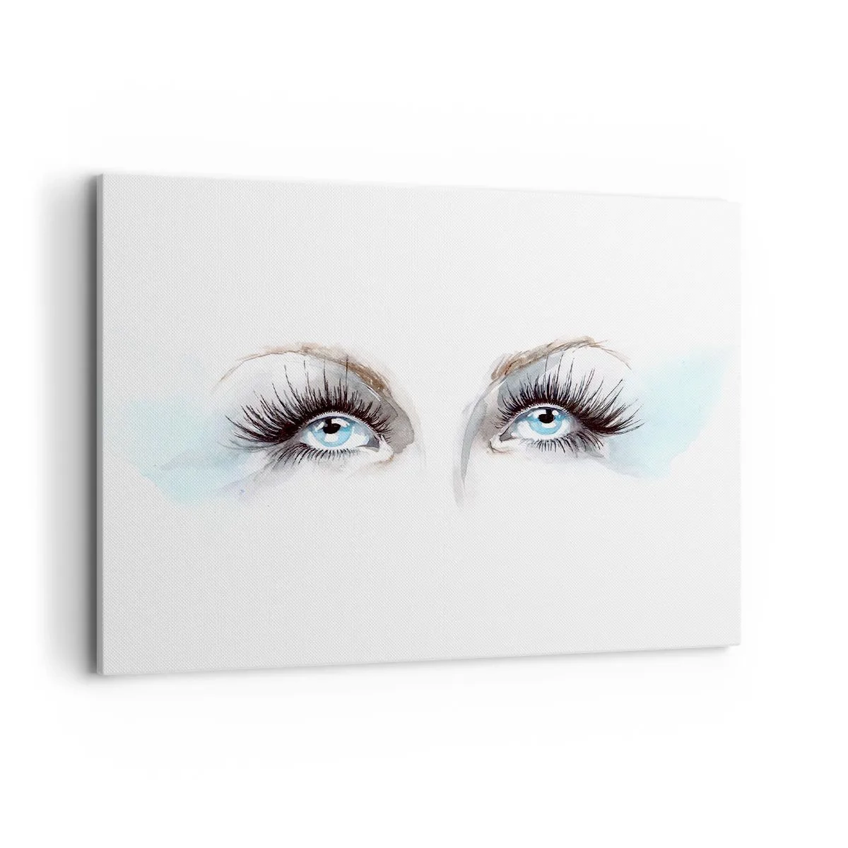 Cuadro sobre lienzo - Impresión de Imagen - Acuarela con ojos azules y acentos delicados. - 100x70cm - ¿Los ojos de un ángel? - Decoración de pared moderna para salón y dormitorio ARTTOR