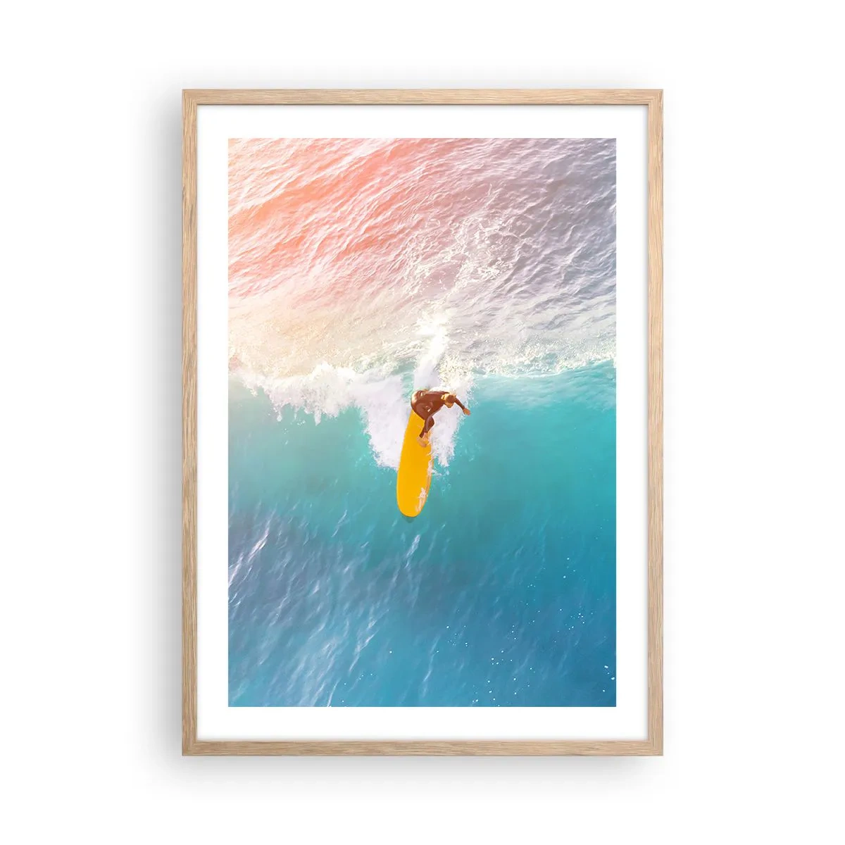 Póster en marco roble claro - Jinete del océano - 50x70 cm