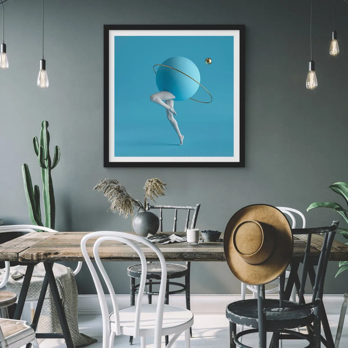 Póster en marco negro - Y los planetas se vuelven locos - 60x60 cm