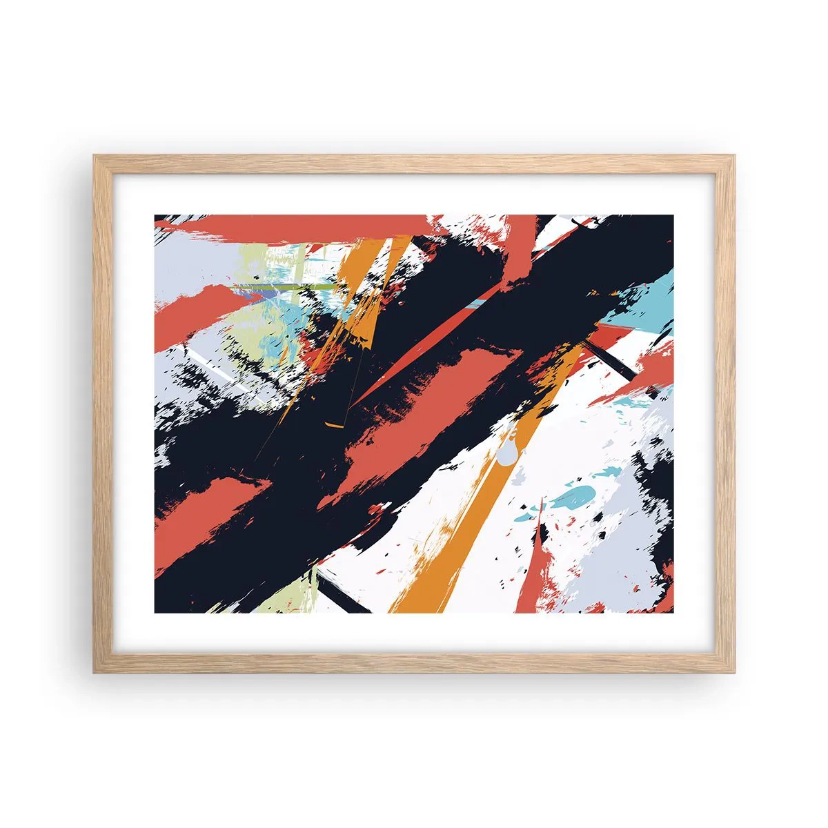 Póster en marco roble claro - Composición dinámica - 50x40 cm
