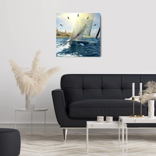 Reloj de pared - Reloj de vidrio - Hora de abandonar la ciudad - 30x30 cm