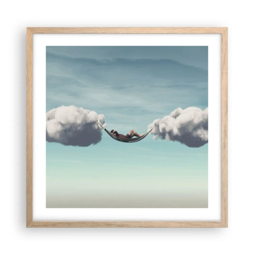 Póster en marco roble claro - La felicidad del momento - 50x50 cm