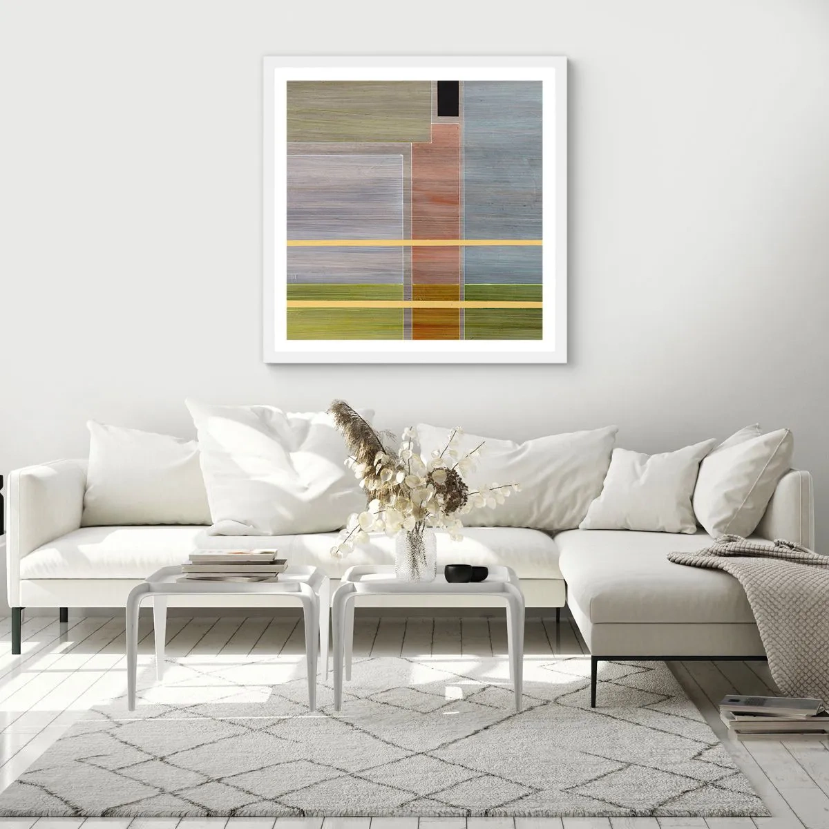 Póster en marco blanco - Recto y tranquilo - 40x40 cm
