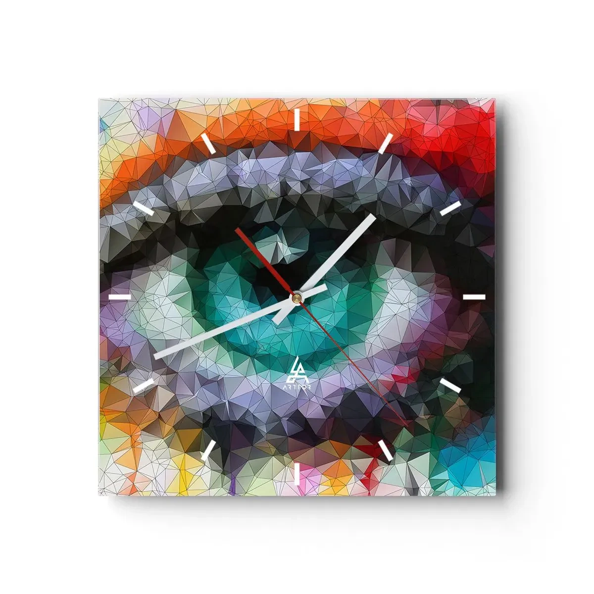 Reloj de pared - Reloj de vidrio - Look geométrico con ojo verde - 30x30cm - El brillo cristalino de los ojos - Decoración de pared moderna para salón y dormitorio ARTTOR
