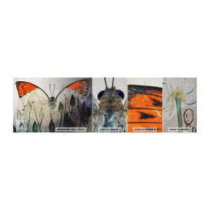 Muestra de fotomural Premium Canvas - Donde la mariposa se mece en la hierba - Abstracción, Mariposa, Naturaleza - 100x30 cm