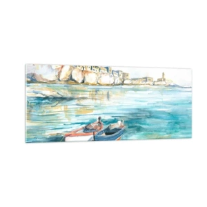 Cuadro sobre vidrio - Impresiones sobre Vidrio - Paisaje en azul - 100x40 cm
