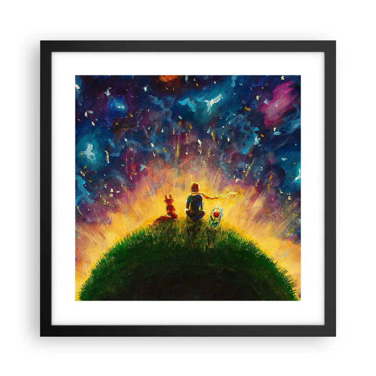 Póster en marco negro - Amor y amistad - lo único entero - 40x40 cm