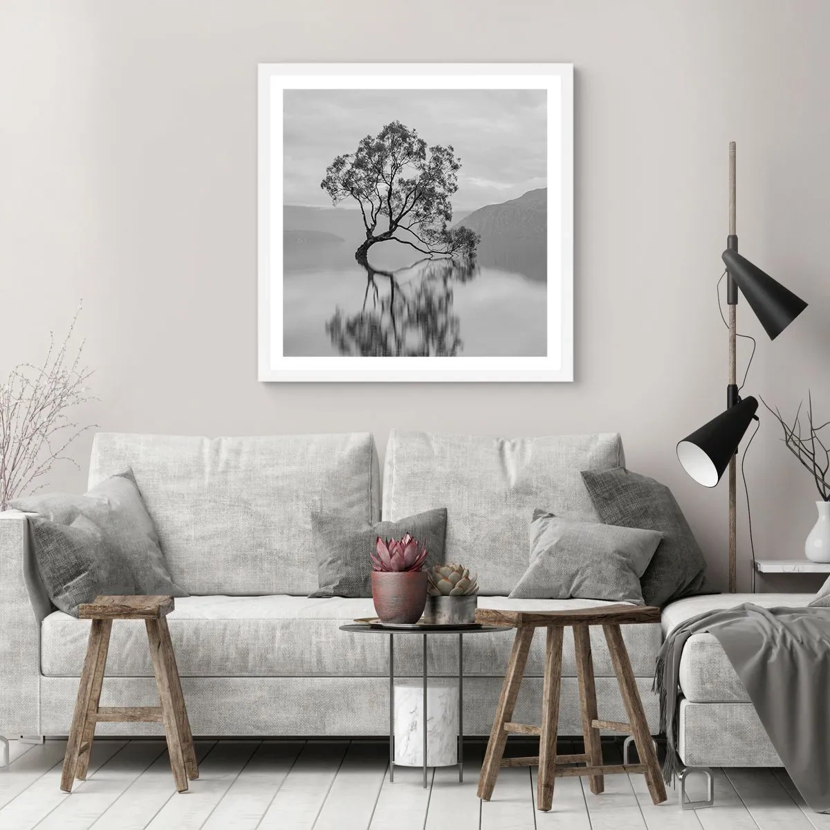 Póster en marco blanco - Existe tal lugar en el mundo - 60x60 cm