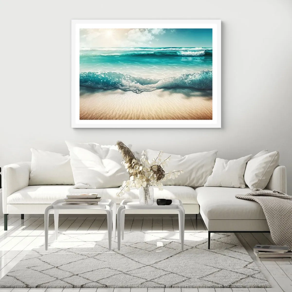 Póster en marco blanco - Calma oceánica - 50x40 cm