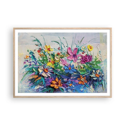 Póster en marco roble claro - La energía de las flores - 100x70 cm