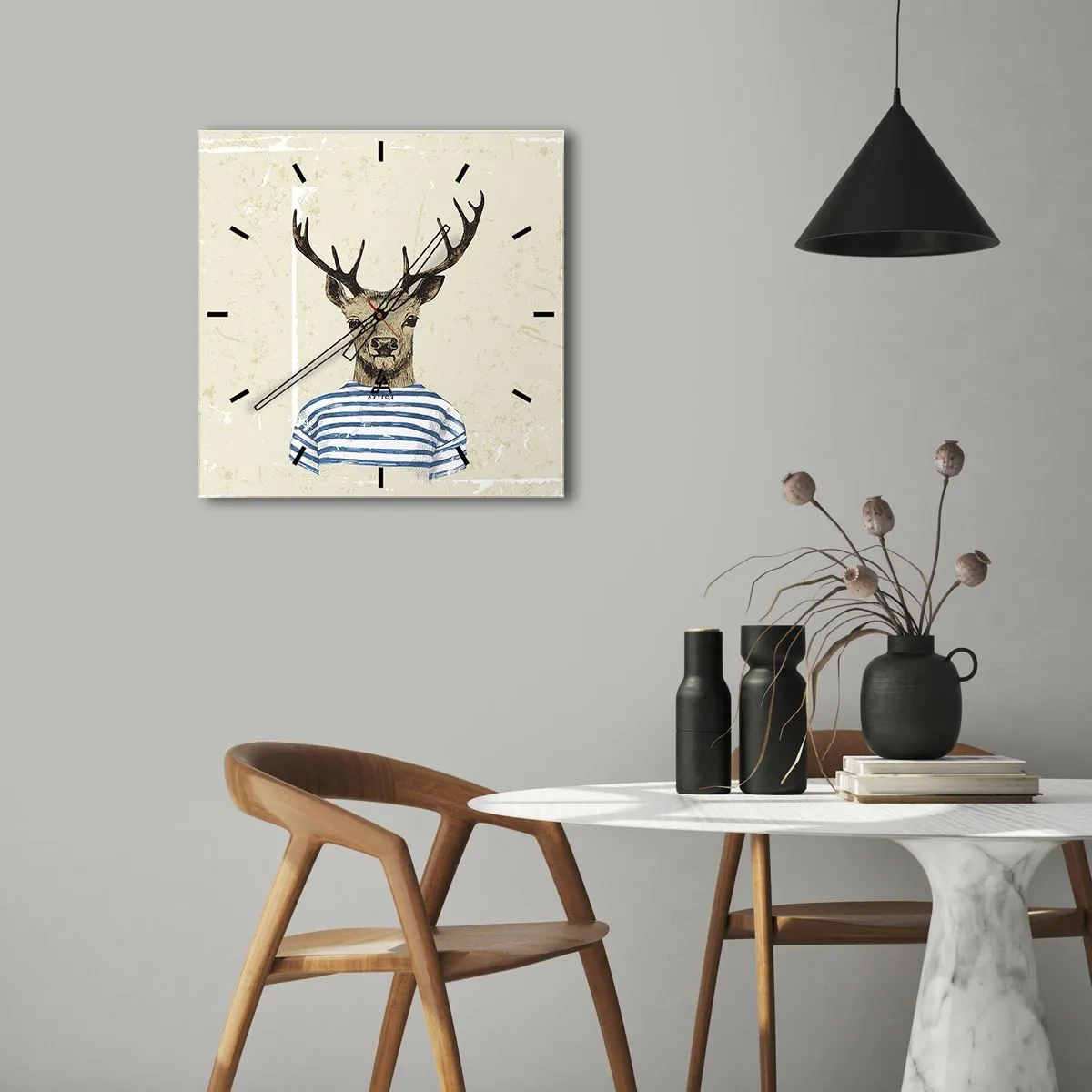 Reloj de pared - Reloj de vidrio - Porque me gustan las camisas de rayas - 30x30 cm