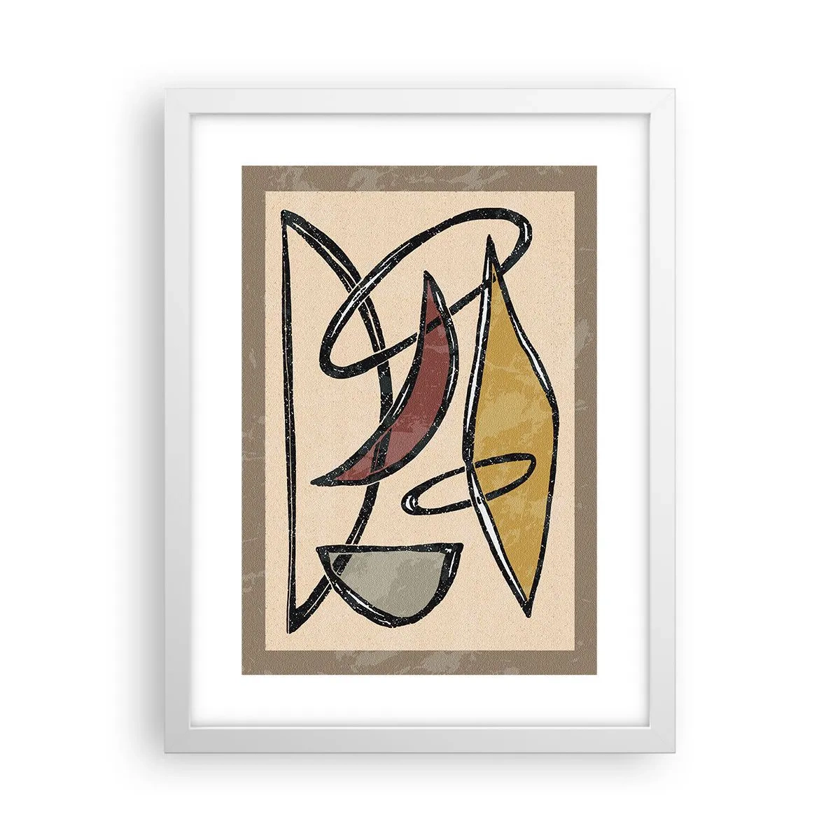 Póster en marco blanco - Composición: arcos y óvalos - 30x40 cm