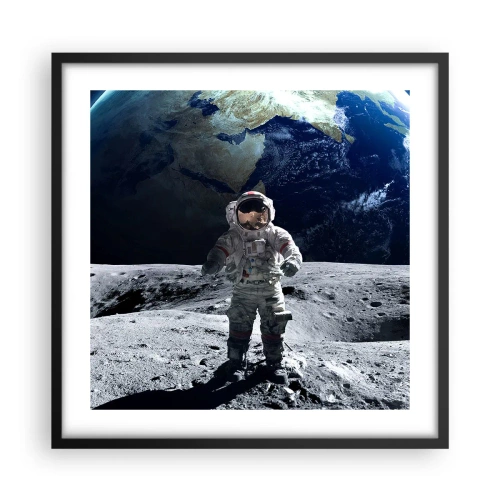 Póster en marco negro - Saludos desde la Luna - 50x50 cm