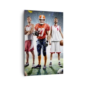 Cuadro sobre lienzo - Impresión de Imagen - Una escena dinámica de atletas de diversas disciplinas en el estadio bajo los focos. - 80x120cm - Gladiadores sobre los terrenos de juego - Decoración de pared moderna para salón y dormitorio ARTTOR