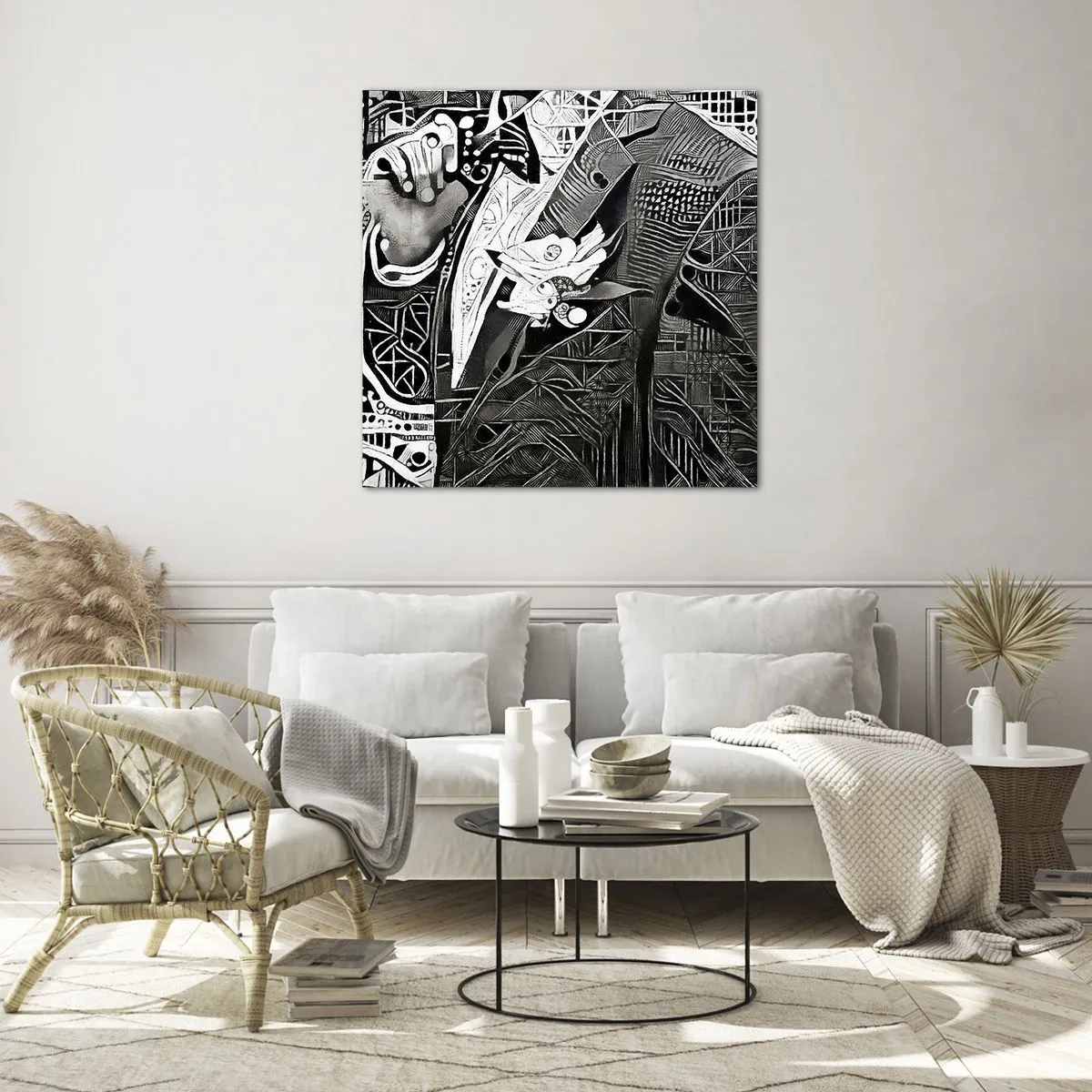 Cuadro sobre vidrio - Impresiones sobre Vidrio - Solo un hombre aparentemente gris - 70x70 cm