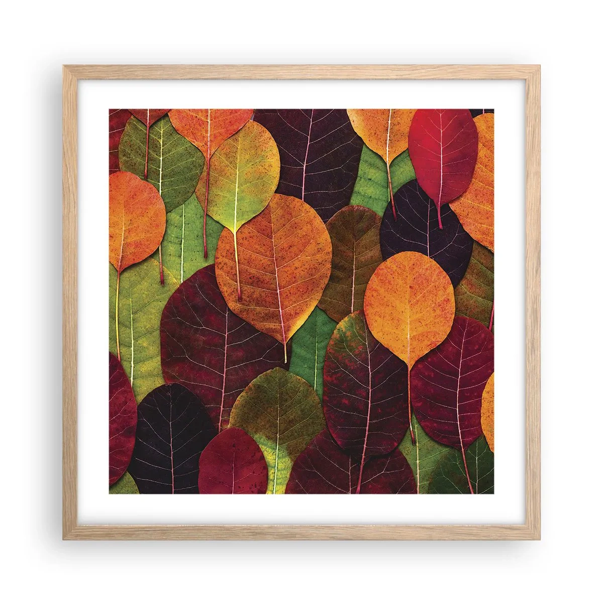 Póster en marco roble claro - Mosaico de otoño - 50x50 cm