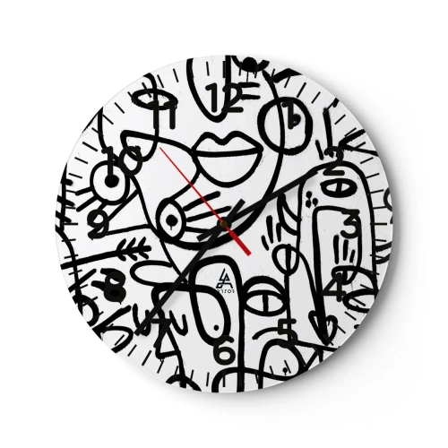 Reloj de pared - Reloj de vidrio - Rostros y espejismos - 40x40 cm