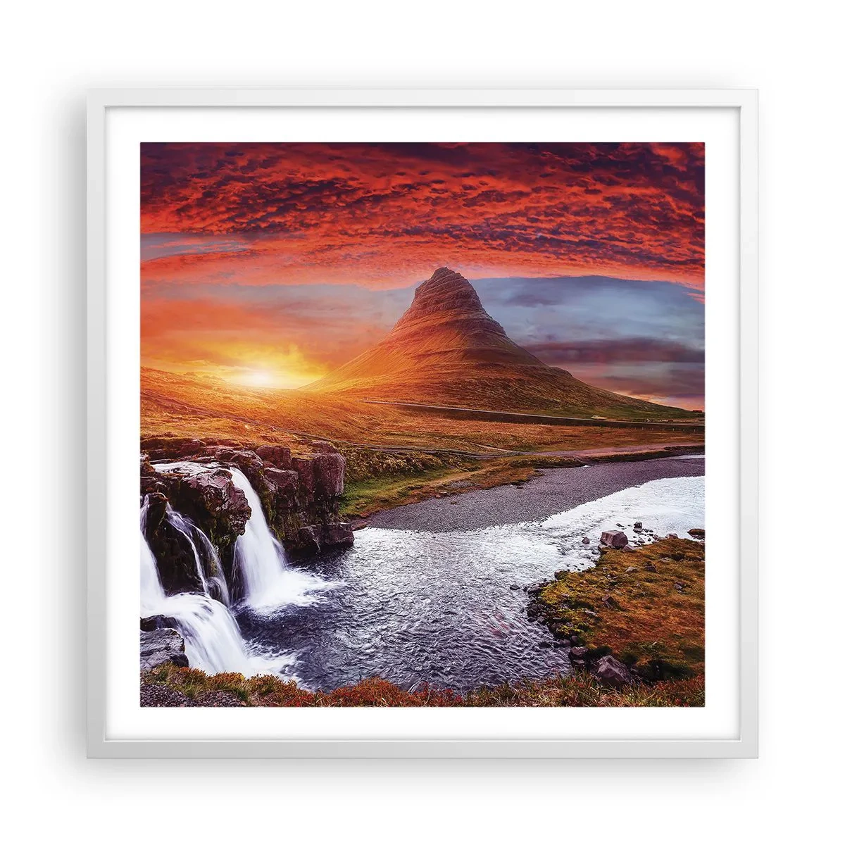 Póster en marco blanco - Una vista de la Tierra Media - 60x60 cm