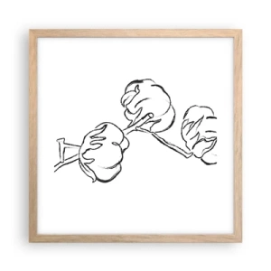 Póster en marco roble claro - Plumón de algodón - 40x40 cm