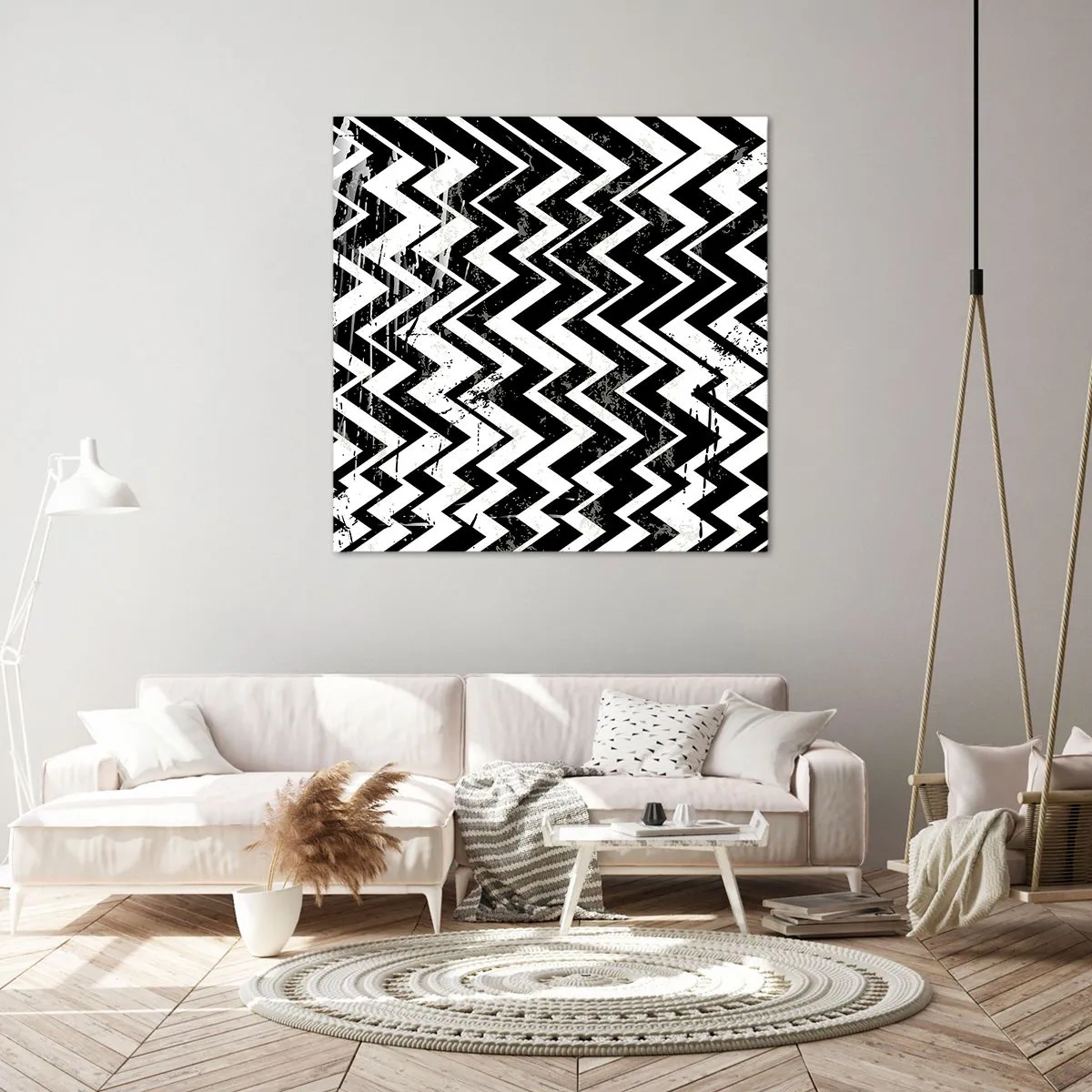 Cuadro sobre lienzo - Impresión de Imagen - Zig-blanco, zag-negro - 70x70 cm