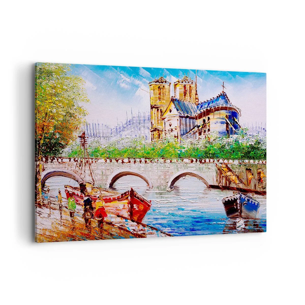 Cuadro sobre lienzo - Impresión de Imagen - Paisaje con un puente y una catedral de estilo clásico. - 100x70cm - Su tiempo nunca pasa - Decoración de pared moderna para salón y dormitorio ARTTOR