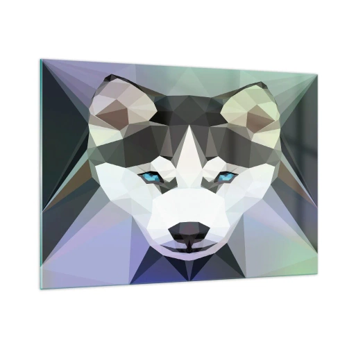 Cuadro sobre vidrio - Impresiones sobre Vidrio - Geometría del lobo en un estilo moderno - 100x70cm - El recuerdo de las nieves del norte - Decoración de pared moderna para salón y dormitorio ARTTOR