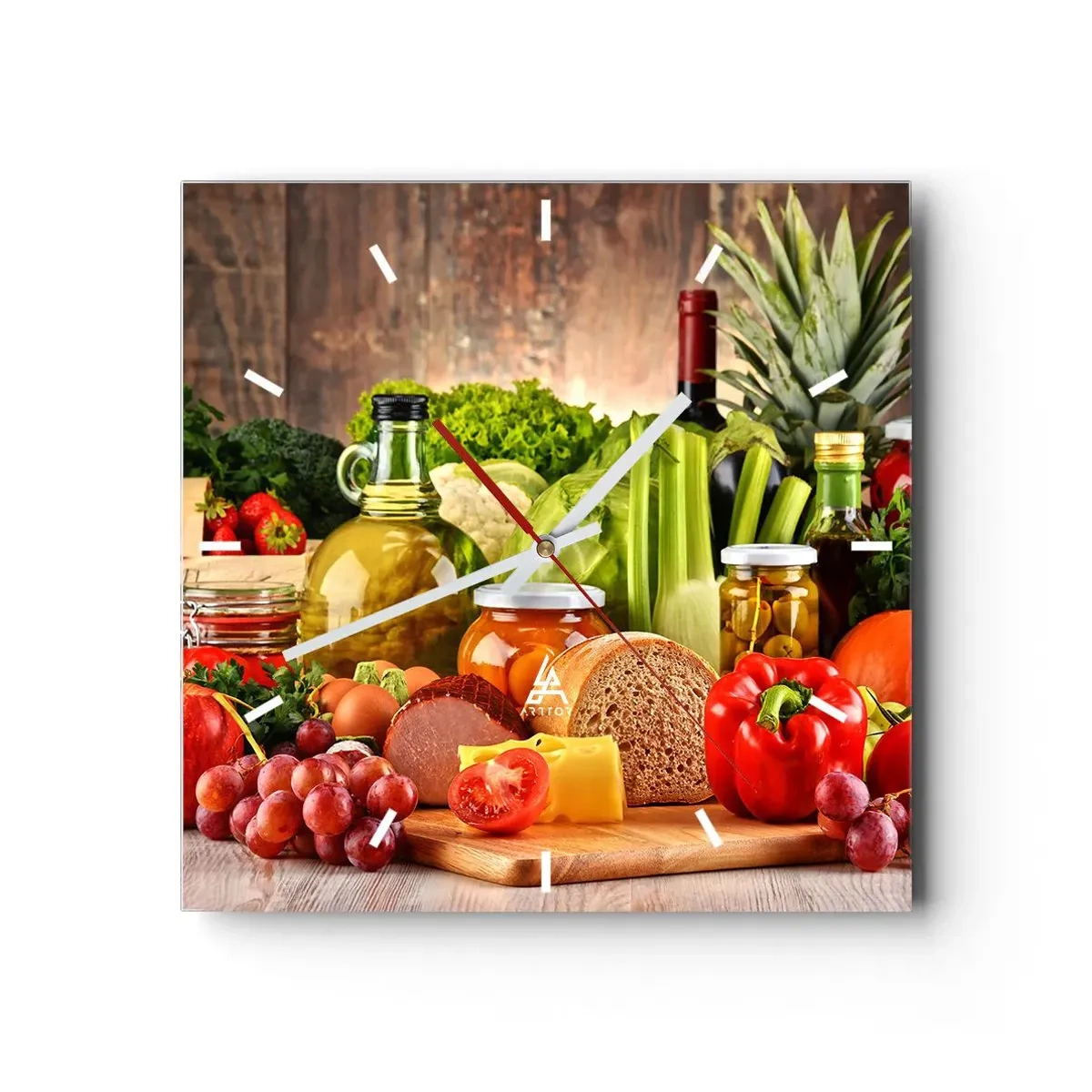 Reloj de pared - Reloj de vidrio - La mesa está lista - 40x40 cm