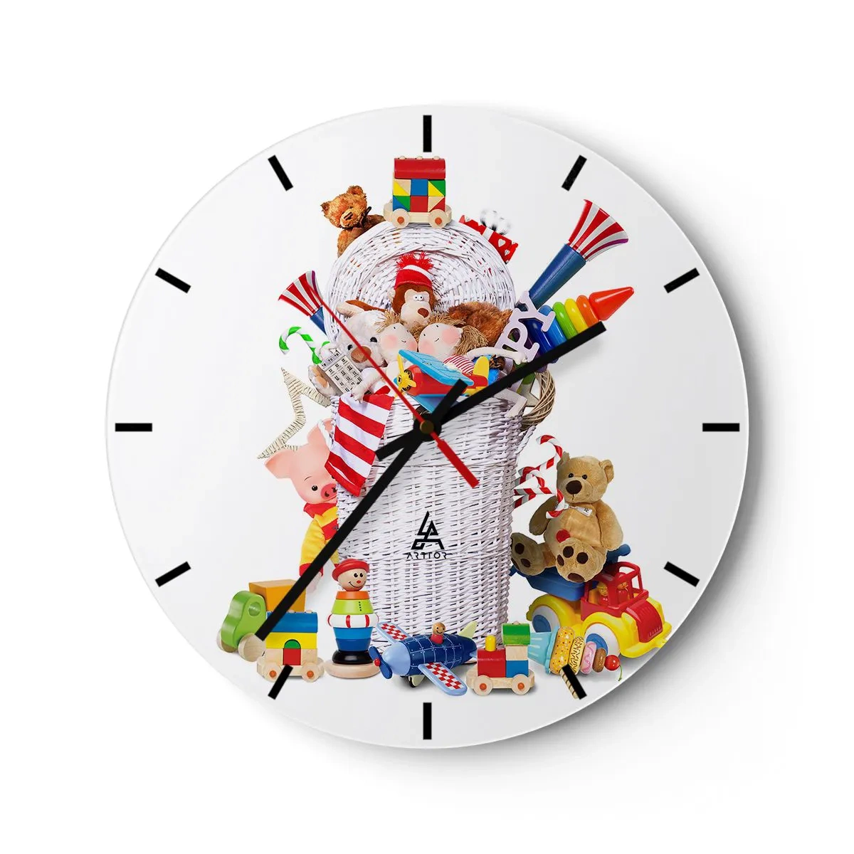 Reloj de pared - Reloj de vidrio - Tesoros para los más pequeños - 40x40 cm