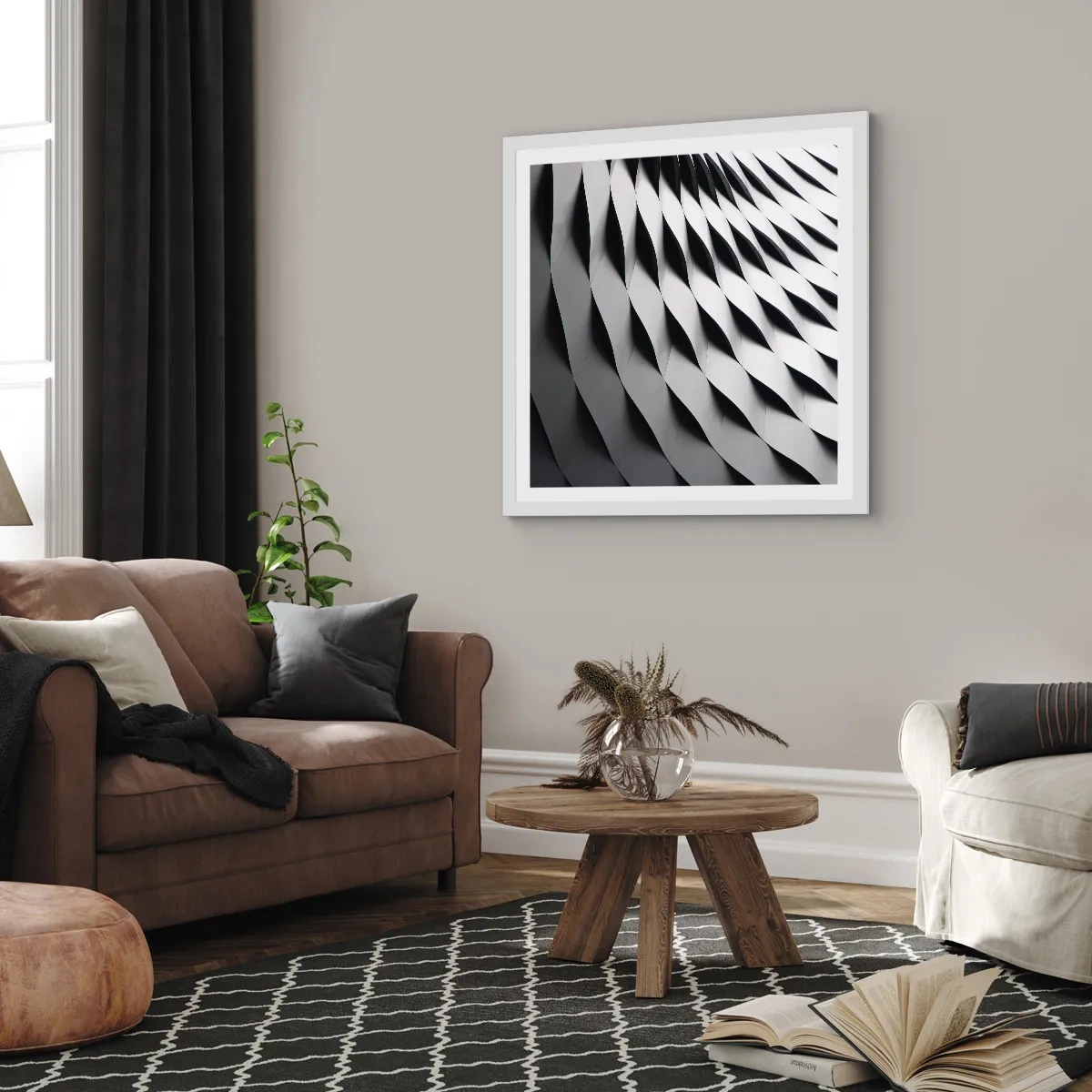 Póster en marco blanco - En la superficie de las ondas - 30x30 cm