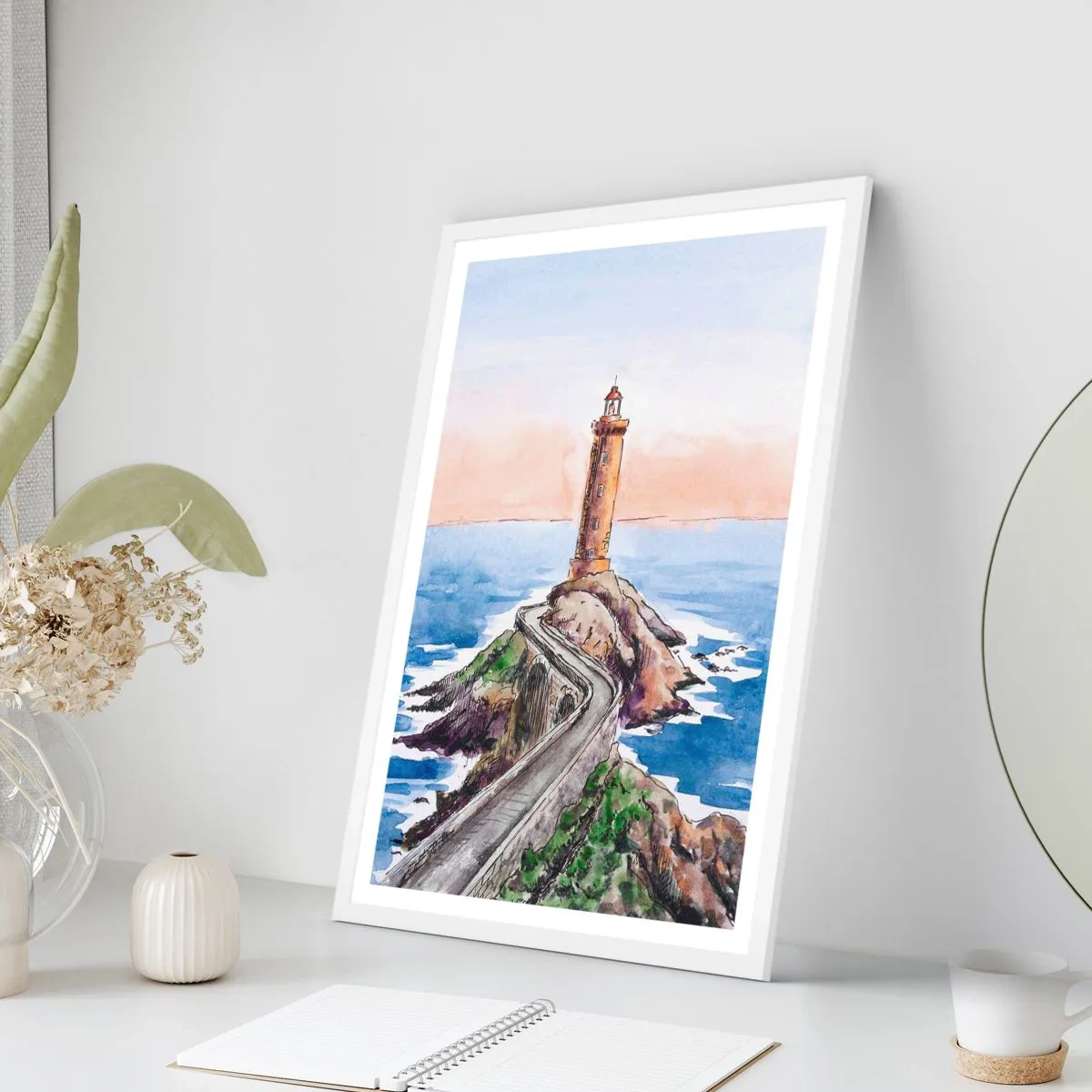 Póster en marco blanco - Frente al mar - 70x100 cm