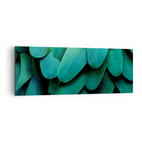 Cuadro sobre lienzo - Impresión de Imagen - Detalle de plumas en tonos verdes. - 140x50cm - La precisión de la naturaleza - Decoración de pared moderna para salón y dormitorio ARTTOR